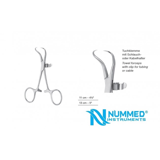 Backhaus Towel Forceps With Clip for Tubing or Cable Backhaus Towel Forceps With Clip for Tubing or Cable